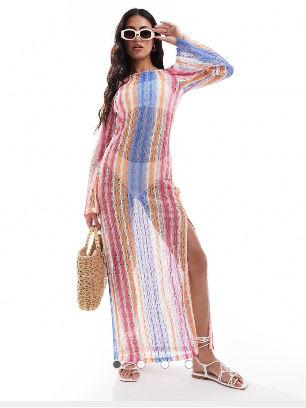 Extro & Vert crochet maxi dress in multi stripe
